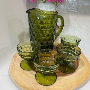 VTG 60's Green/ avocado Colony Whitehall Pitcher/Vase Heavy
